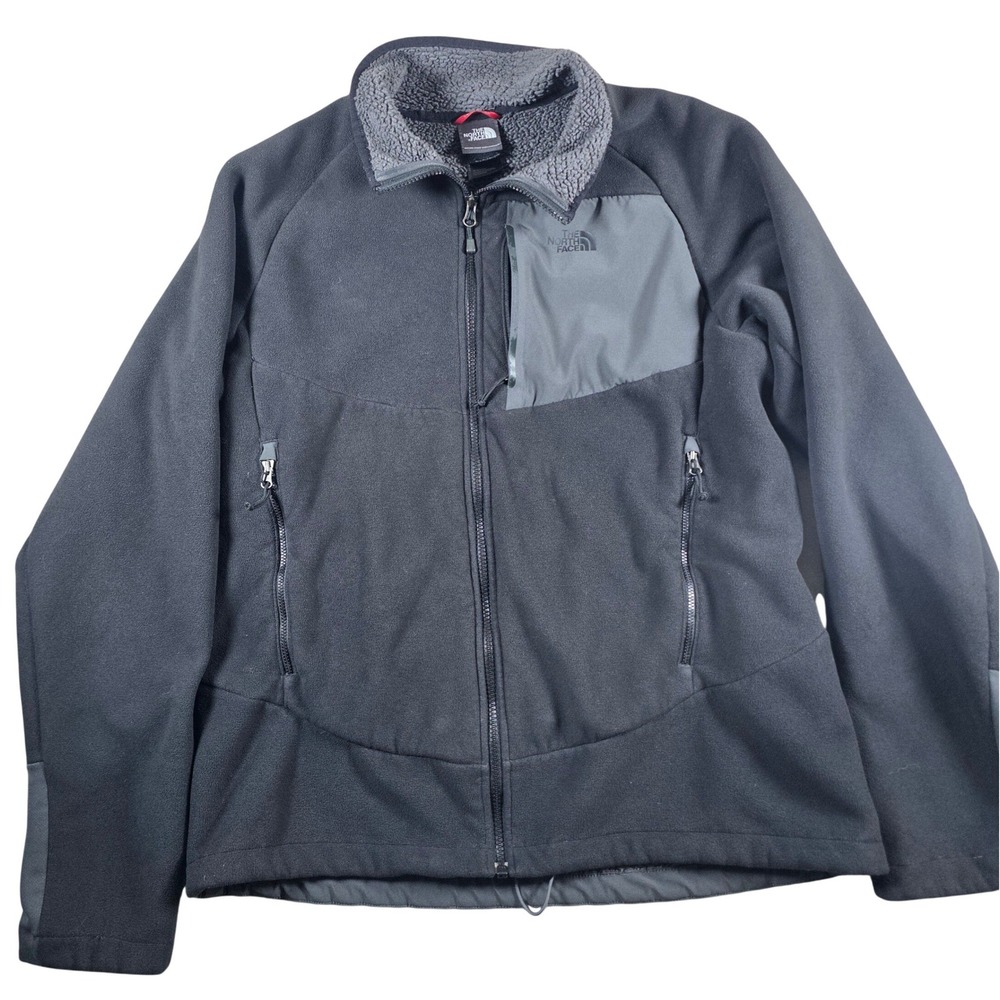 The North Face Fleece Jacket Mens Large Black Sherpa Lined Full Zip A7UF Flaws